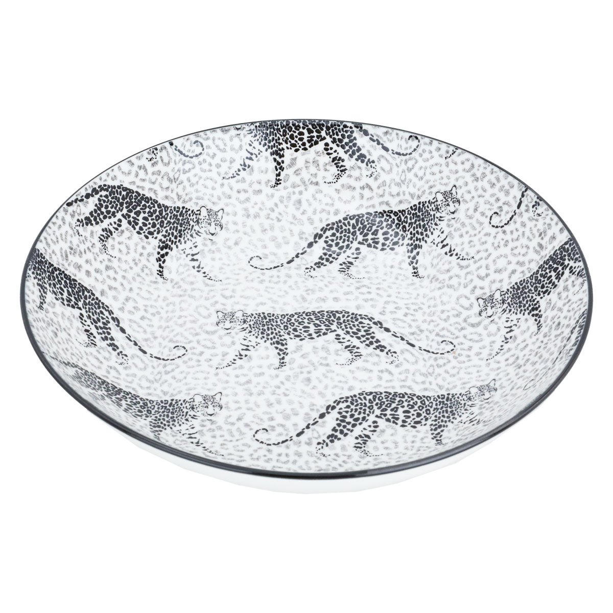 طقم سفرة بورسلان السيف غاليري، دائري، نقش فهد أسود، 24 قطعة - أبيض product image 2