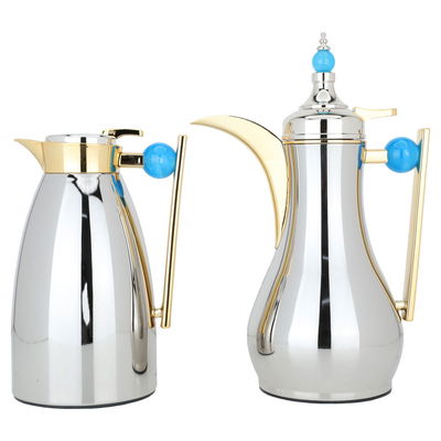 Al Saif Gallery Alaa Steel thermos set, 1 litre, light blue-silver handle product image 1