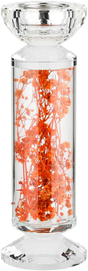 مبخرة زجاج السيف غاليري، مزينة زهور برتقالي، 8x8x23 سم - شفاف product image