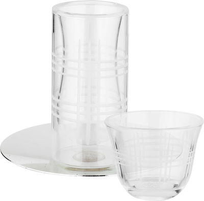 طقم تقديم شاي وقهوة زجاج واستيل السيف غاليري، 18 قطعة - شفاف فضي product image 1