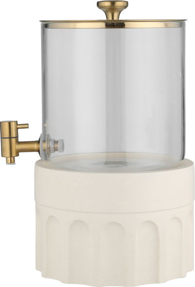 موزع مشروبات فخار السيف غاليري، 22x22x35 سم، وعاء زجاج، قاعدة فخار- بيج product image 3