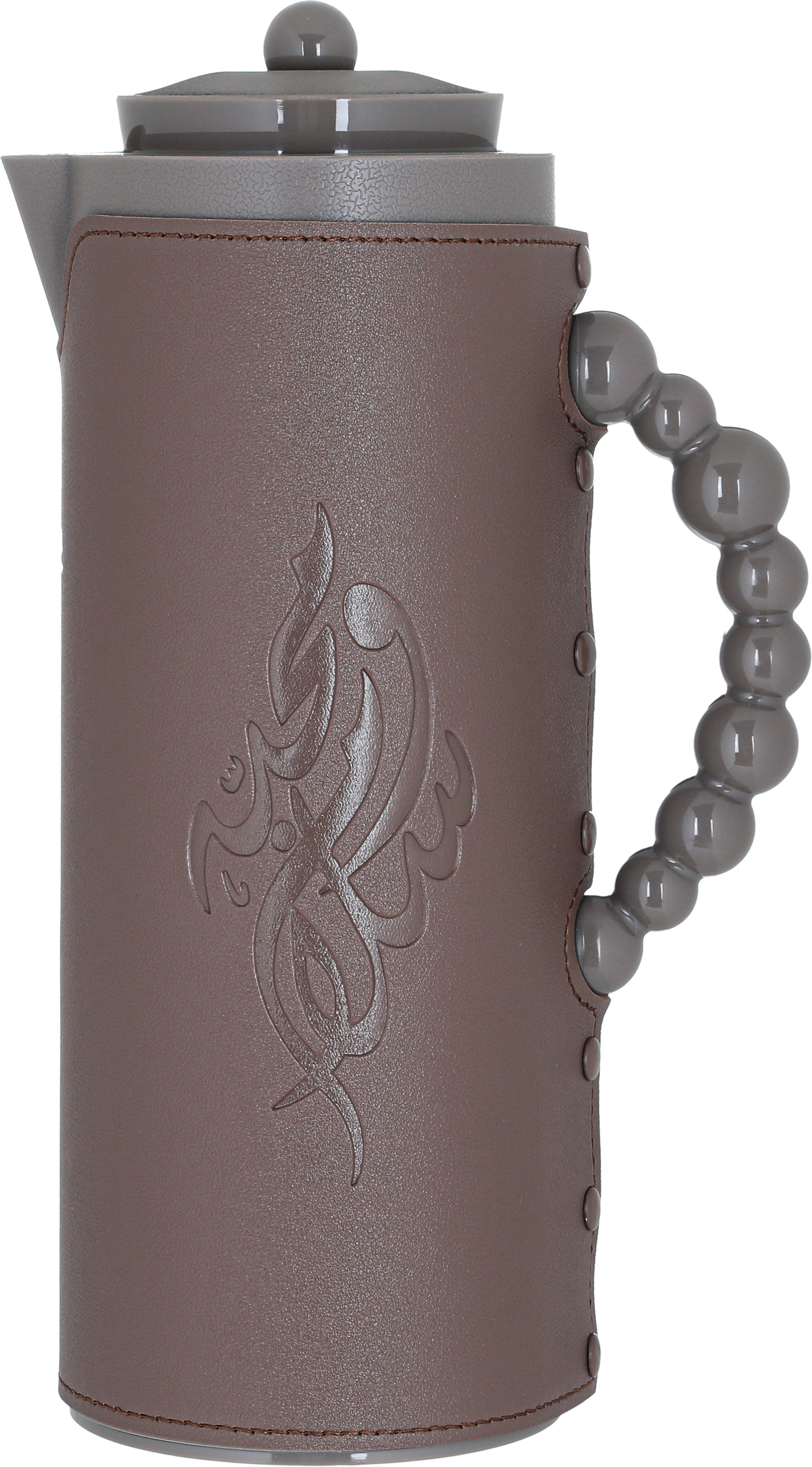 Al Saif Gallery Royal 7 thermos glass, 1 liter, plastic outer shell with leather cover - Cappuccino product image 1