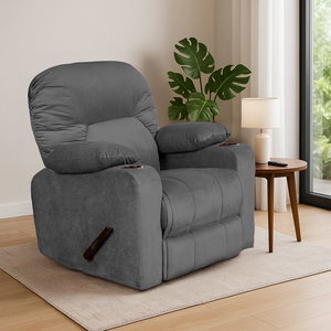 كرسي استرخاء خشب سويدي باك كومفورت، 77×90×106 سم، قماش مخملي - رمادي داكن product image