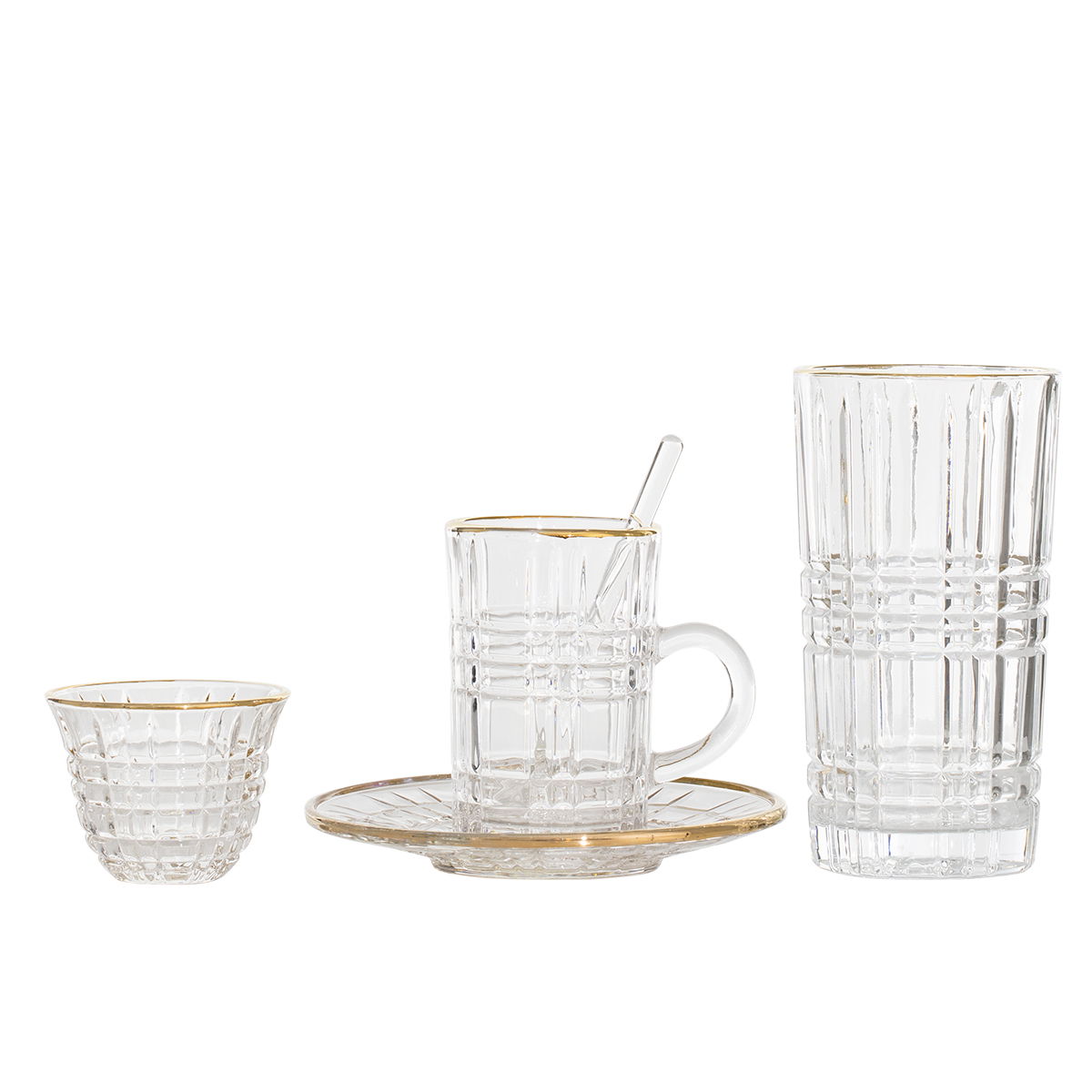 Al Saif Gallery Glass Tea and Coffee Bialat Set, 30 Pieces - Clear product image 2