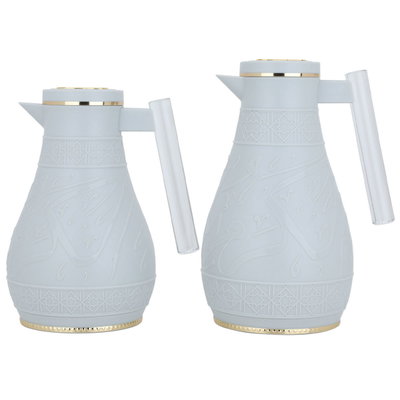 KaramAl Saif Gallery Thermos Set, 1/0.65 L, 2 Pieces, Inner Glass Vacuum Flask, Pressure Cooker - Light Grey product image 4