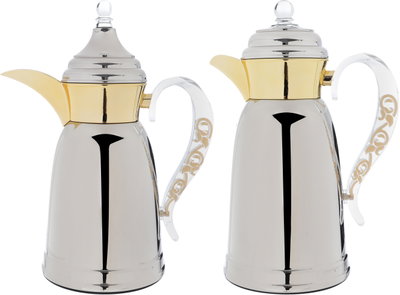 Al Saif Gallery Qamar thermos set, 1 liter, thermal glass inner container, steel outer shell - silver product image 2