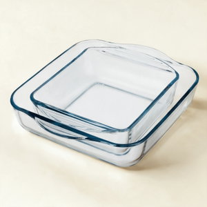 طقم صواني فرن بوركم زجاج باشاباتشى، قطعتين، مربعة - شفاف product image