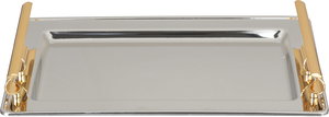 Al Saif Gallery Steel Serving Tray, 30x18.5x1 cm - Silver Gold product image 2