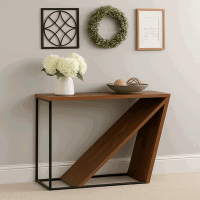 Metal wood reception entrance, 120×79×39 cm - Brown product image 2