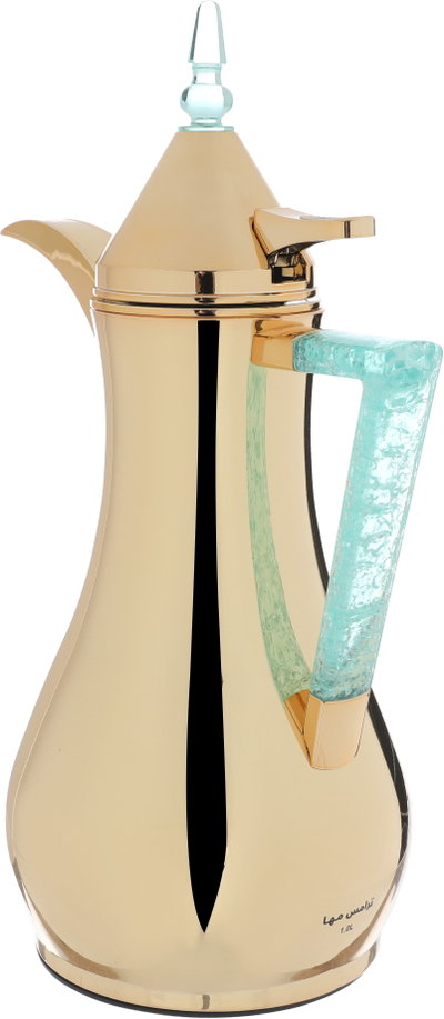 Al Saif Gallery thermos set, 1 liter, crystal handle, thermal glass inner case, steel outer case - gold product image 4