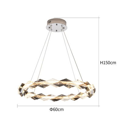 Meshkati Modern chandelier, LED, 3000 Kelvin, circular, 60 cm, steel crystal - silver gray crystal product image 4