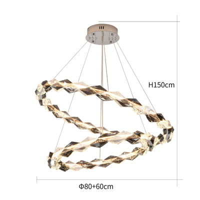 ثريا مودل مشكاتي معدن، حلقتين، 150 سم، 3000 كلفن- فضي كريستال product image 2