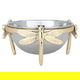 Al Saif Gallery steel bowl, 18.5 x 18.5 x 9 cm, round, gold butterfly legs, small - silver product image 1