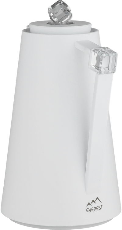 ترمس الماسة بلاستيك افريست، 1 لتر، حافظة داخلية زجاج، ضغاط -أبيض شفاف product image 2