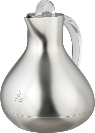 Al Saif Gallery Layal Thermos Set, 0.6/0.9 Liter, 2 Pieces, Glass Interior, Plastic Exterior, Transparent Handle, Push Button - Transparent Silver product image 8