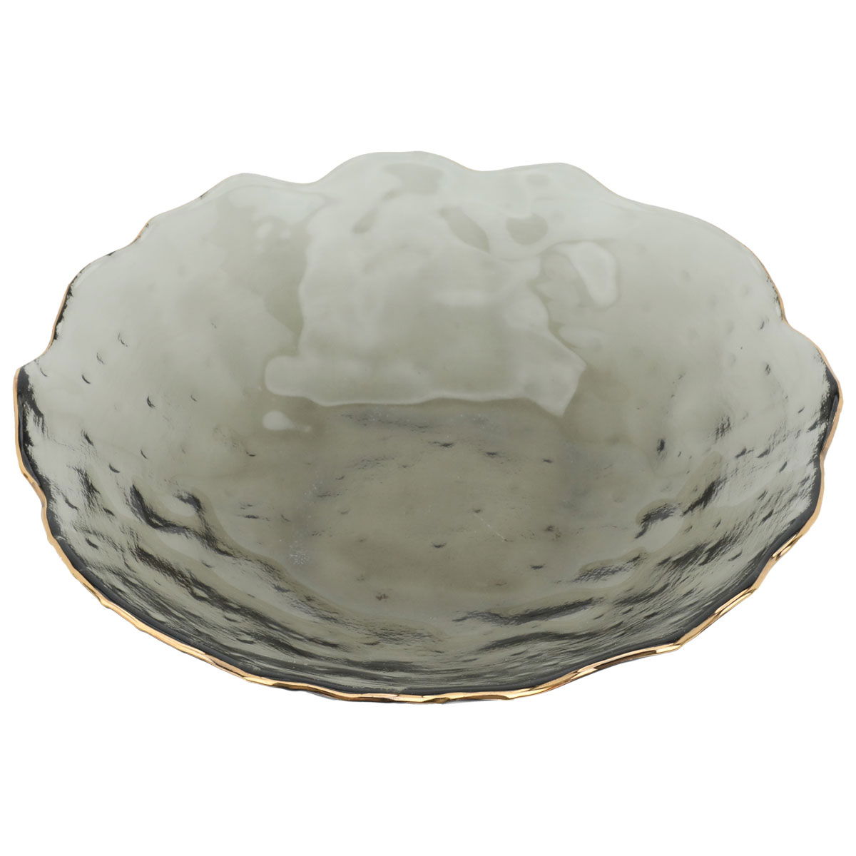 Al Saif Gallery glass plate, 20 x 4.5 cm, gold rim, round - light grey product image 1