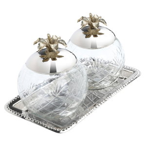 طقم سكرية زجاج السيف غاليري، 5 قطع، بغطاء وطفرية استيل - شفاف و فضي product image 2