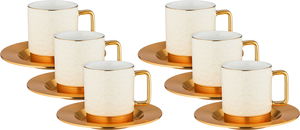 Al Saif Gallery coffee cups and saucers set, porcelain, 12 pieces - beige product image