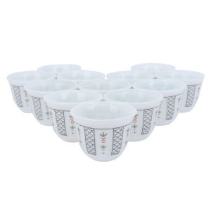 طقم فناجين قهوة عربي الكيف بورسلان السيف غاليري، 12 قطعة - ابيض product image