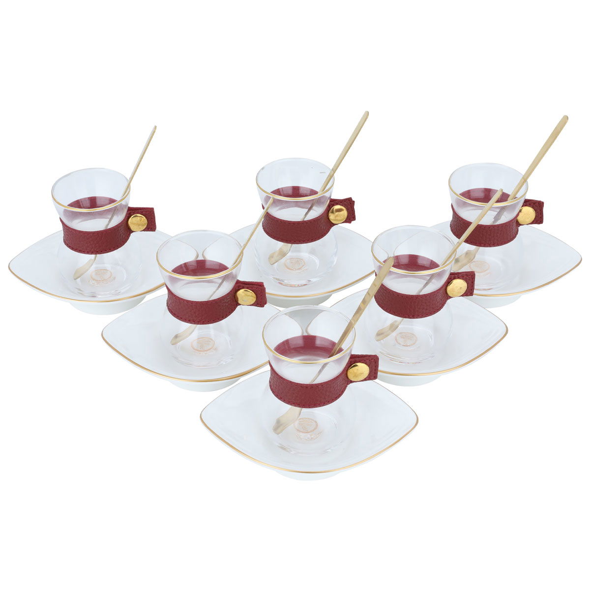 طقم فناجين قهوة سعودية بورسلان السيف غاليري، 24 قطعة، حزام جلد - أبيض product image 2
