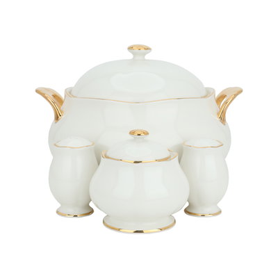 طقم سفرة بورسلان السيف غاليري، خط ذهبي، 60 قطعة - أبيض product image 2