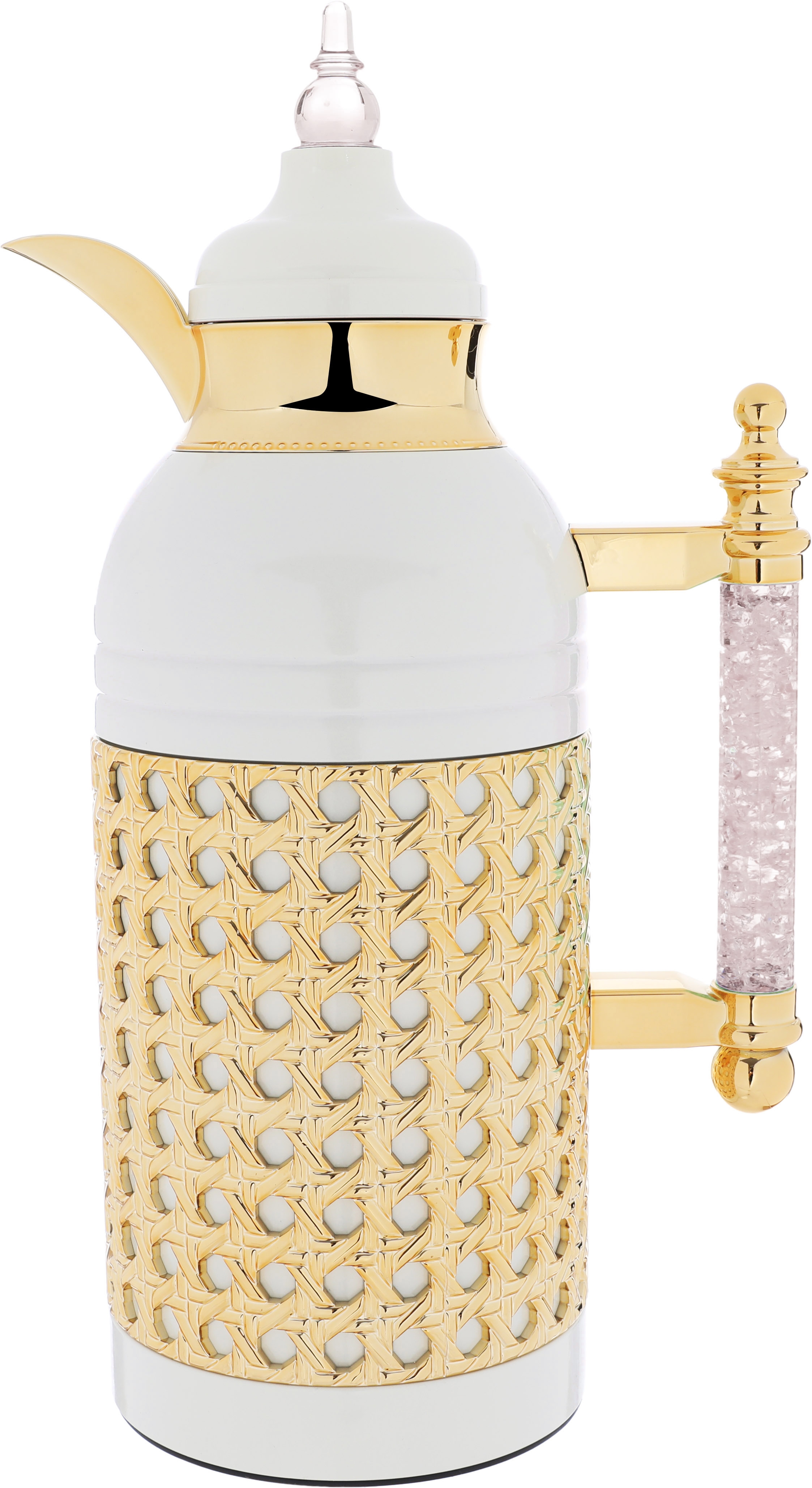 Al Saif Gallery Sarah thermos set, 1 liter, crystal handle, thermal glass inner case, steel outer case - pearl product image 3
