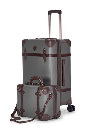 Limra LMA-16960 Limra Faux Leather Luggage Set, 4 Sizes, 4 Wheels, 360 Degree Rotating - Dark Brown Gray product image 2