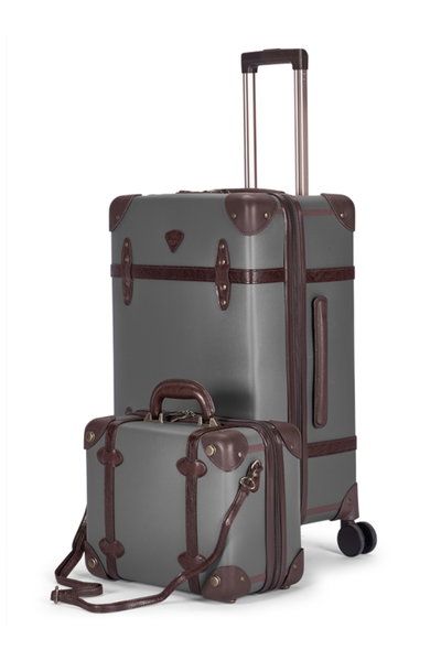 Limra LMA-16960 Limra Faux Leather Luggage Set, 4 Sizes, 4 Wheels, 360 Degree Rotating - Dark Brown Gray product image 2