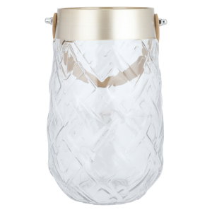 Alsaif Gallery Glass Vase with Leather Handle, 26 x 13 x 16 x 10 cm - Clear product image