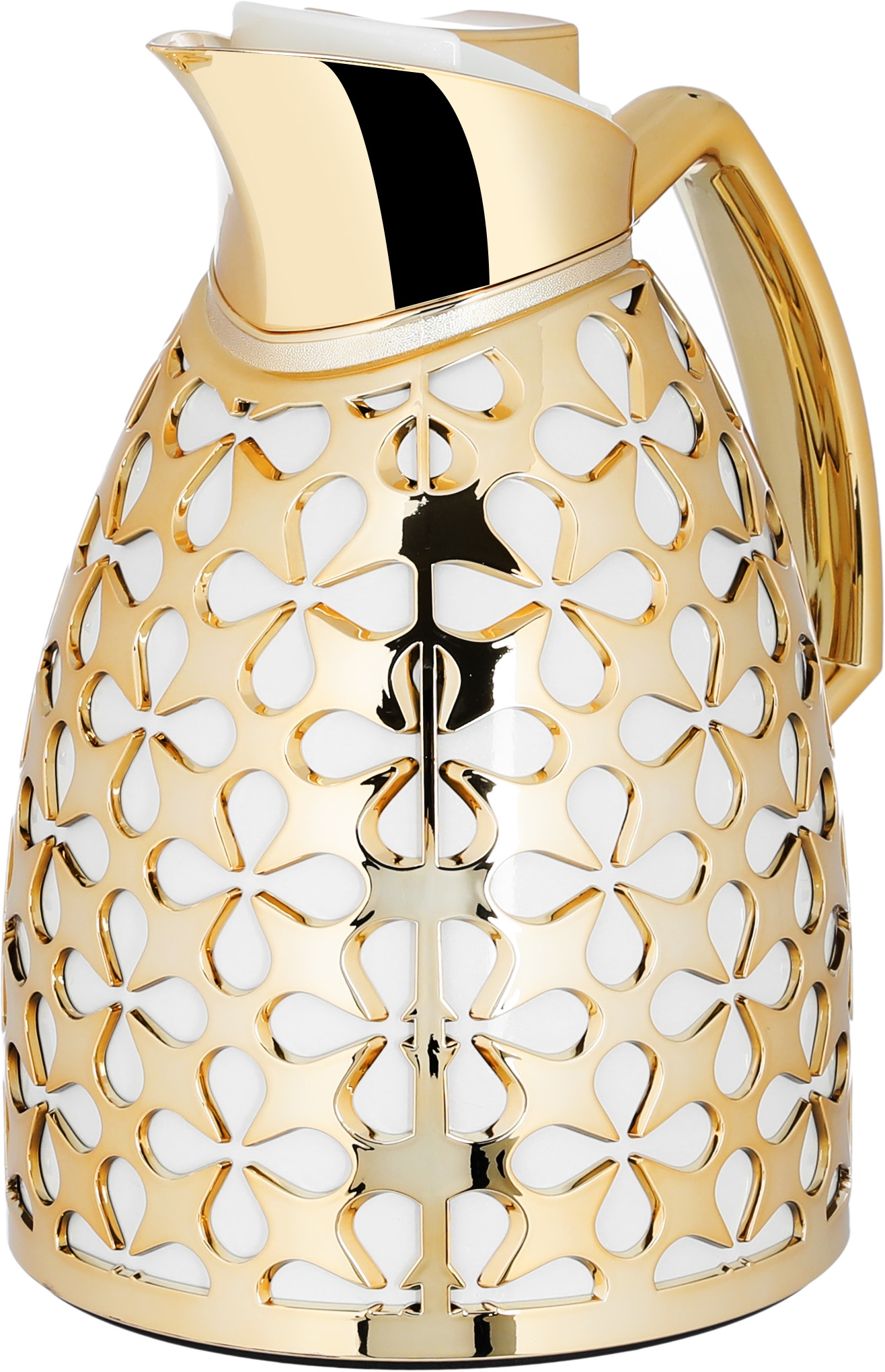 Al Saif Gallery Andalusia thermos set, 0.75/1 liter, glass inner container, plastic outer shell - white and gold product image 4