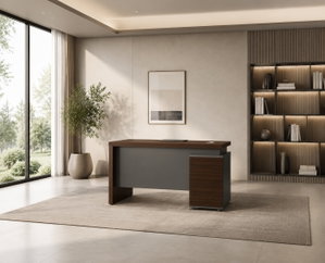 مكتب إداري خشب MDF، 120x60x75 سم - بني غامق رمادي product image 2