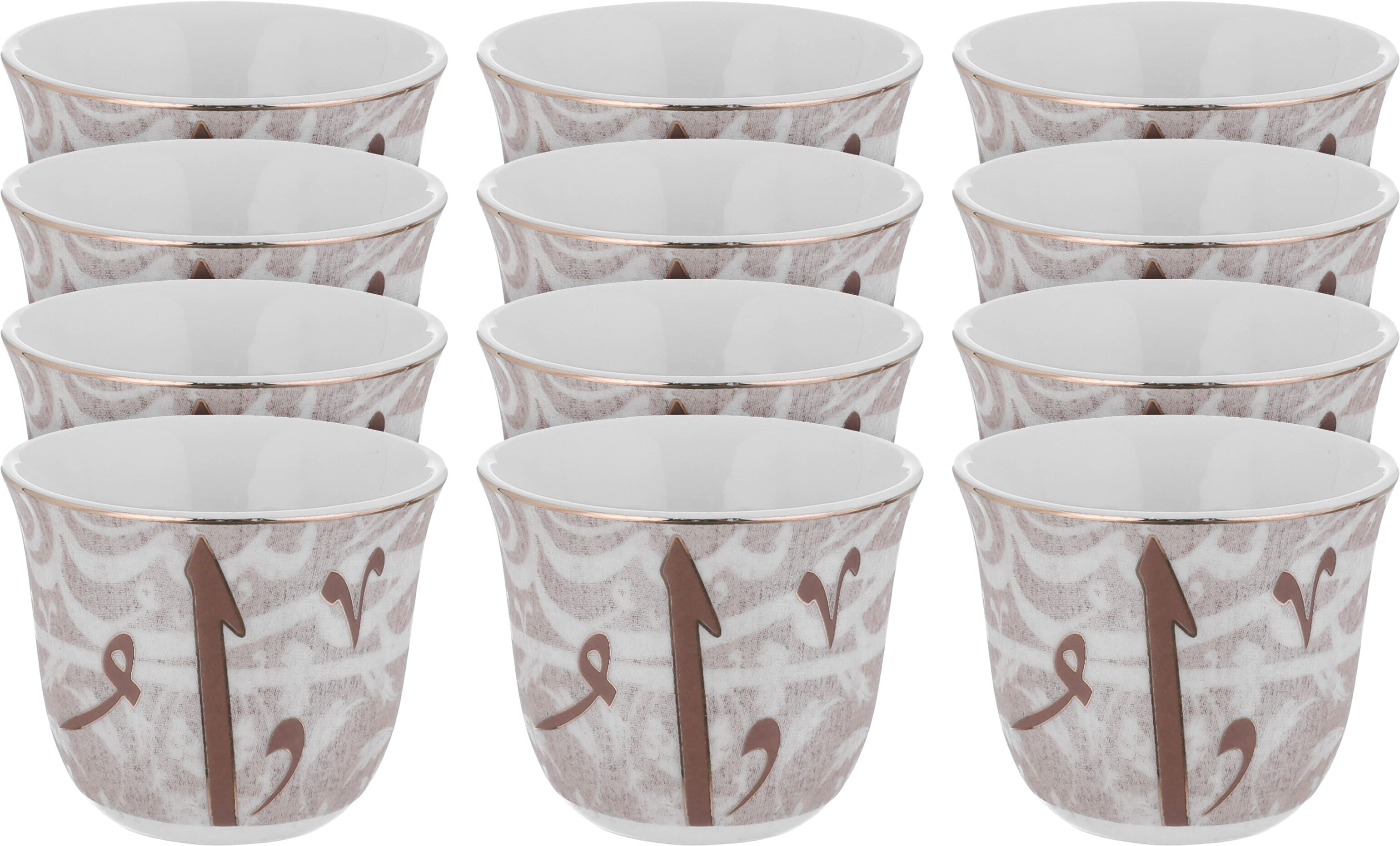Al Saif Gallery Porcelain Arabic Coffee Cups Set, 12 Pieces - White  Golden product image 1