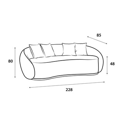 Modern Swedish wood sofa, 228x85x48 cm, velvet fabric - Coffee product image 2