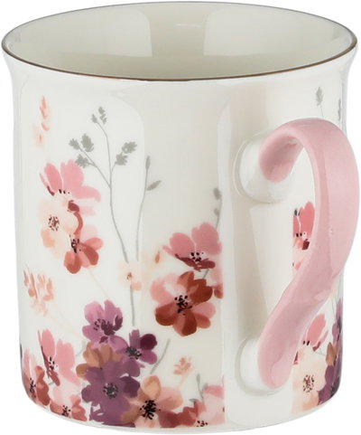 Al Saif Gallery Porcelain Mug, 325 ml, Pink Rose Pattern - White/Pink product image 3