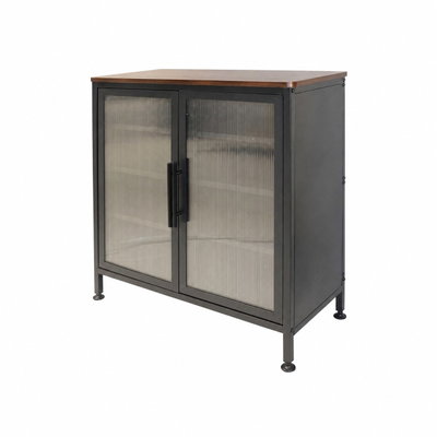 Modern buffet made of MDF wood and metal, 80×72×35 cm - Black brown product image 3