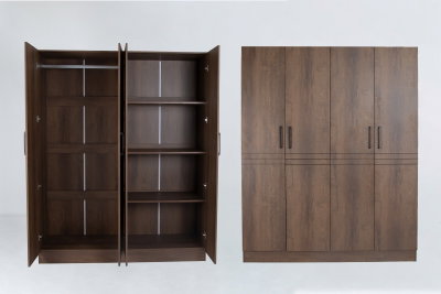 خزانة ملابس خشب MDF، 54×160×200 سم 4 ابواب - بني product image 3