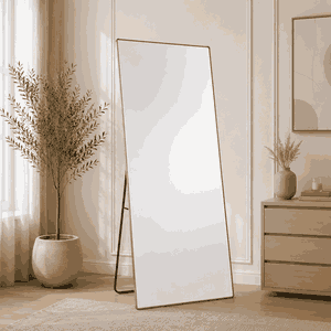 مراية ستاند زجاج، 180×70 سم، ستاند معدن - ذهبي product image