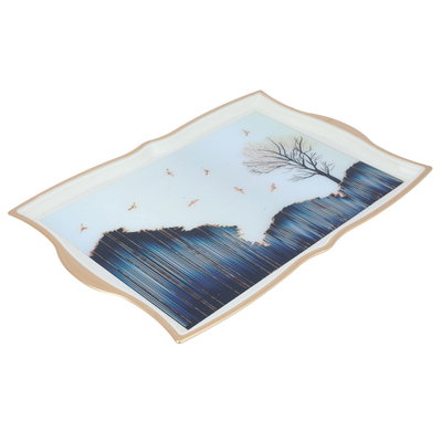 Al Saif Gallery plastic tofir, 49 cm, rectangular, tree pattern, gold-white product image 2