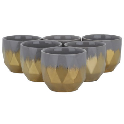 Al Saif Gallery Porcelain Arabic Coffee Cups Set, 6 Pieces - Golden Mauve product image 1