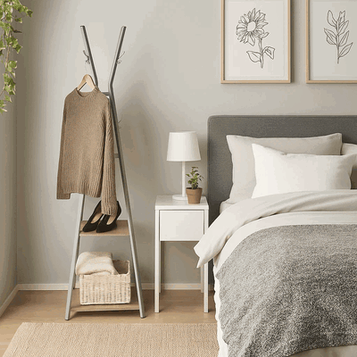 علاقة ملابس مودرن معدن، 180×40 سم - ابيض product image 3