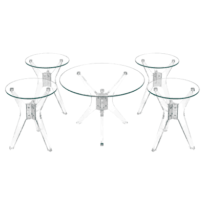 طقم طاولات زجاج و ستيل و اكرليك، 5 قطع - شفاف فضي product image 3