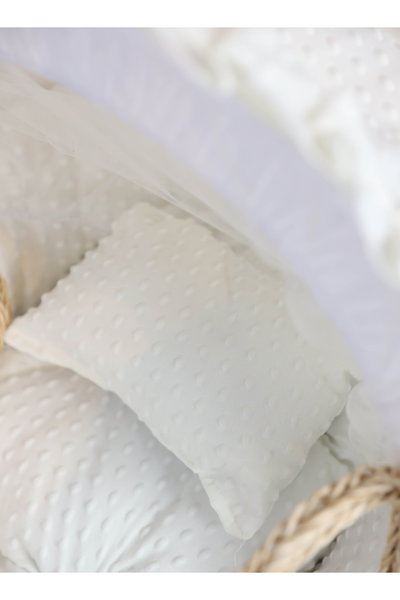 سرير موسى محمول قطن فان مومنت، 76×42×76 سم، حامل خشب - ابيض بيج product image 2