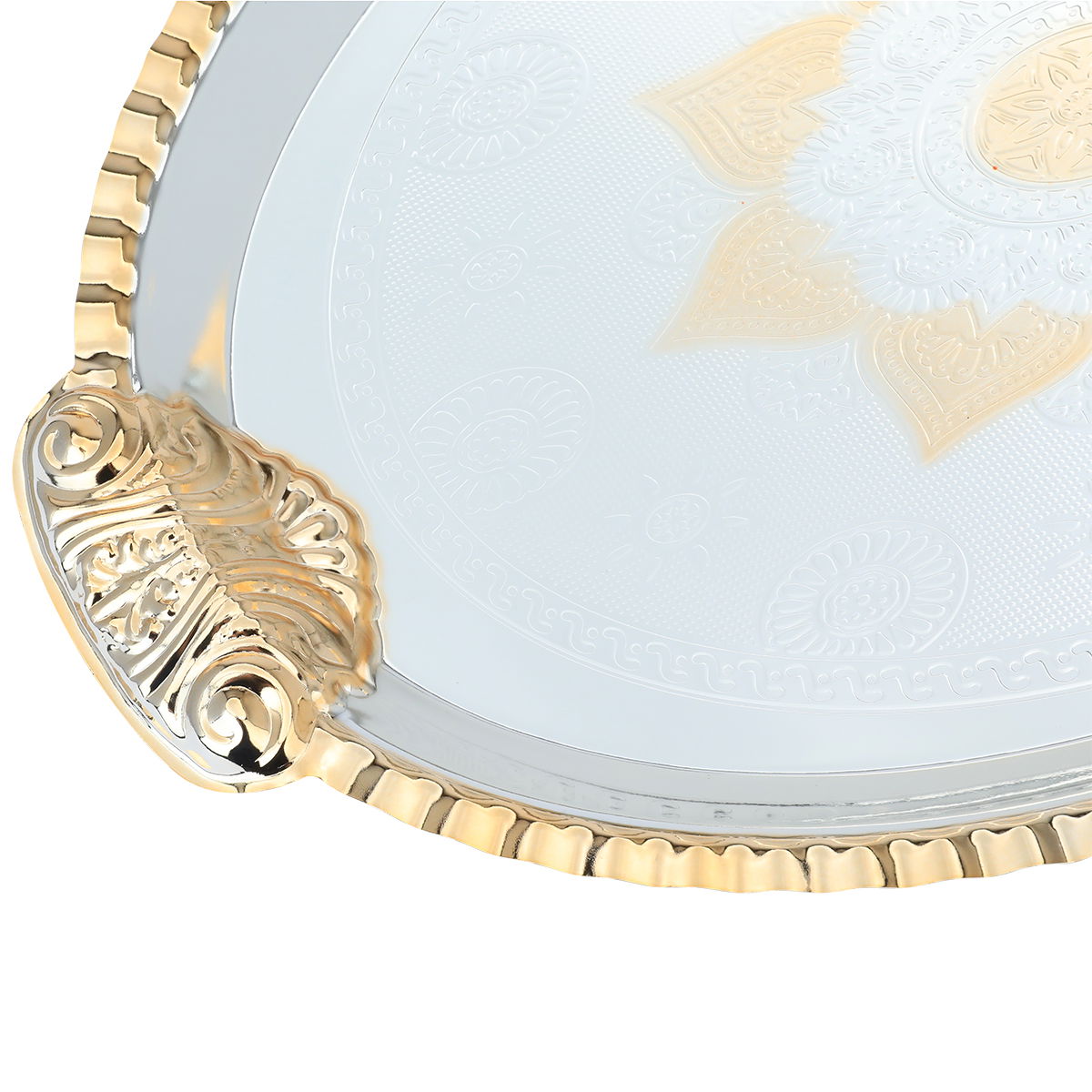صينية تقديم استيل بحواف ذهبي السيف غاليري، 51×34×2 سم، بيضاوي - فضي product image 3