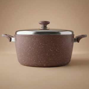 Saflon Granite Cooking Pot, 5.4 L, 26 cm, Lid - Dark Beige product image