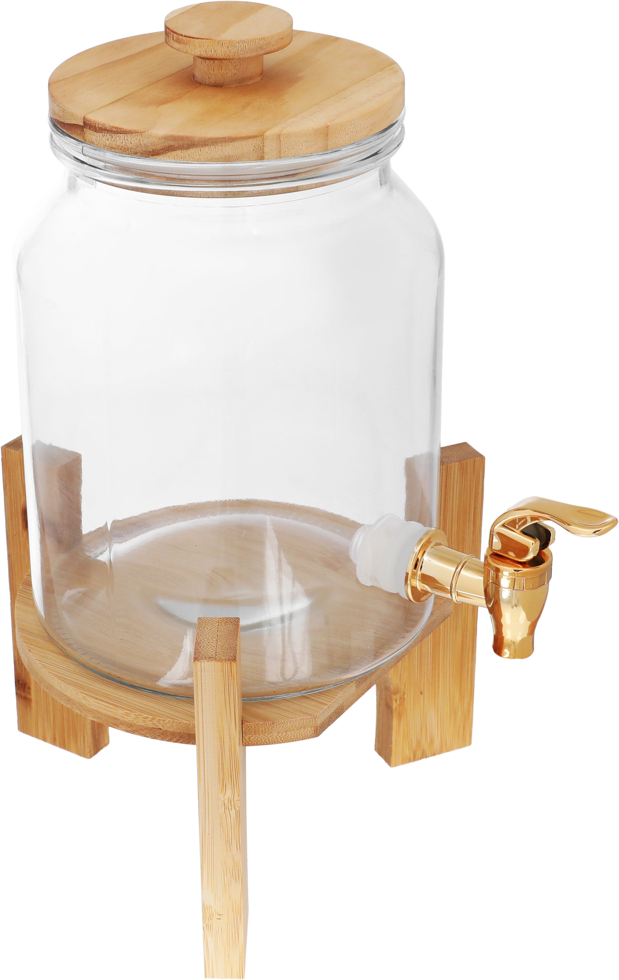 Glass Jack with Wahj Al Masa Wood Base and Lid, 3 Liters - Transparent Brown product image 2