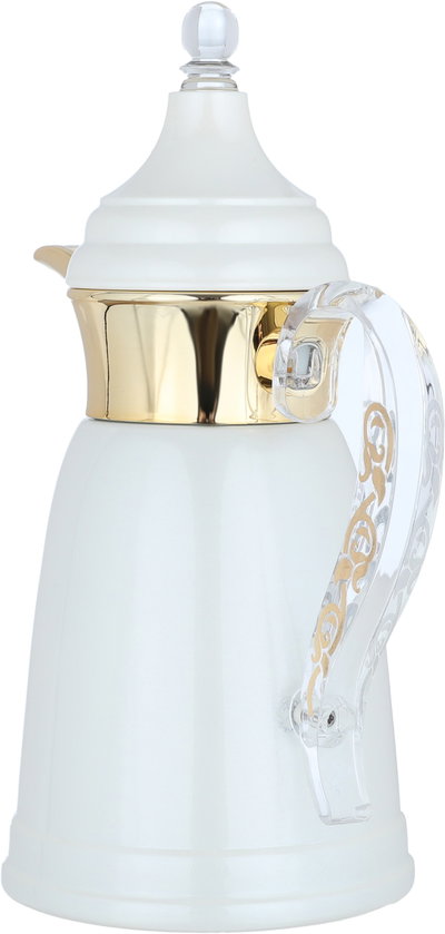 Al Saif Gallery Qamar Thermos Dallah, 0.35 L, Transparent Handle, Stainless Steel Inner Case, Stainless Steel Outer Body - Pearl Gold product image 4