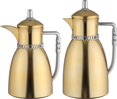 طقم ترامس بيان السيف غاليري، 0.7 / 1 لتر، 2 قطعة، حافظة داخلية زجاج حراري، يد فضي - ذهبي مطفي product image 1