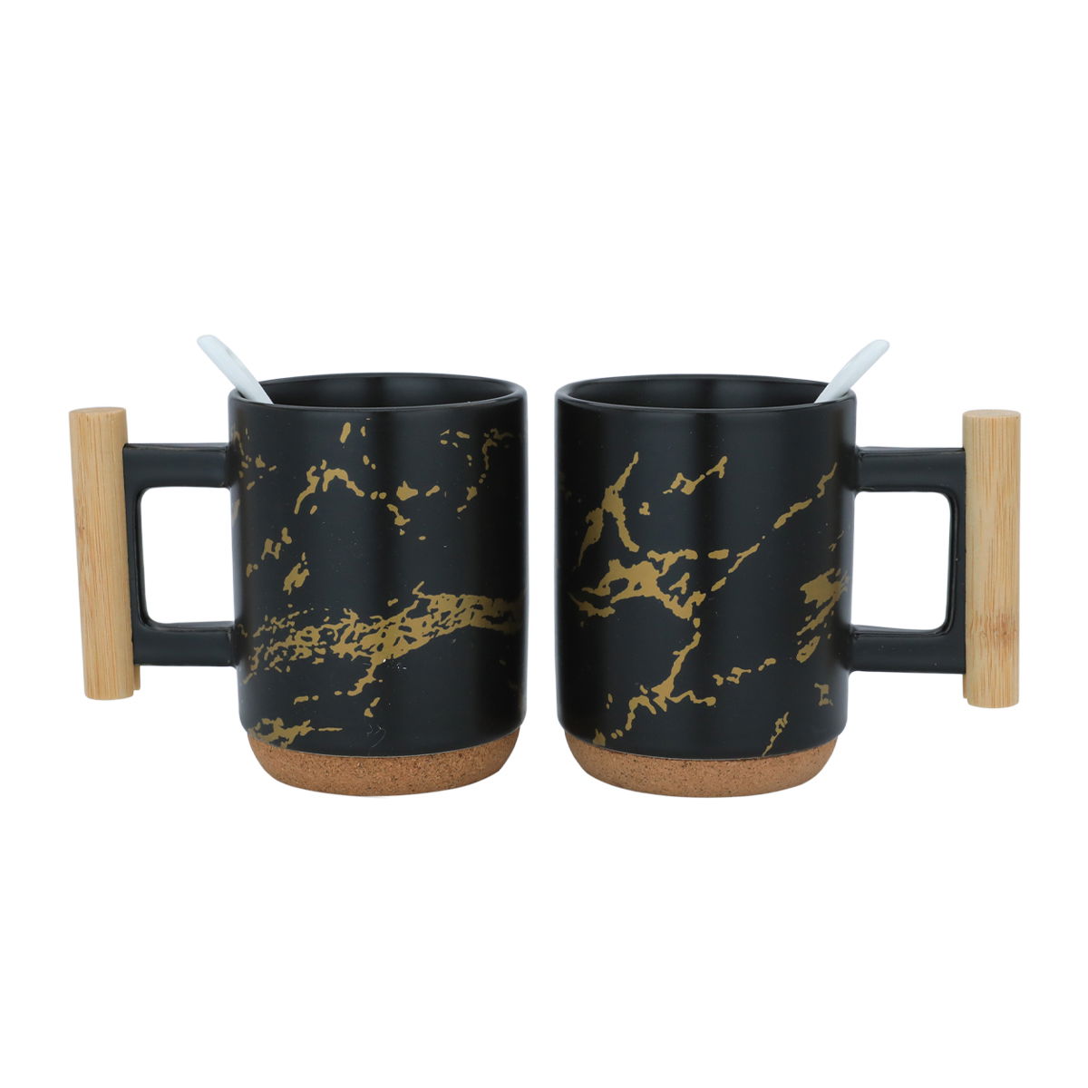 طقم مج بورسلان السيف غاليري، 4 قطع، منقوش ذهبي - أسود product image