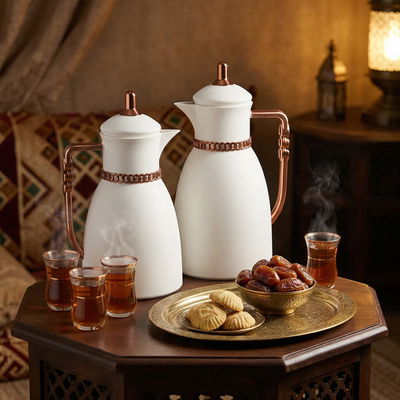 طقم ترامس بيان السيف غاليري، 0.7 / 1 لتر، 2 قطعة، حافظة داخلية زجاج حراري، يد نحاسي - أبيض مطفي product image 2