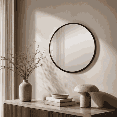 مراية دائرية زجاج، 70×70 سم، اطار معدن - اسود product image 3